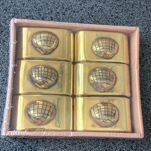 NWT Brass Shell Napkin Ring Box (6 piece)